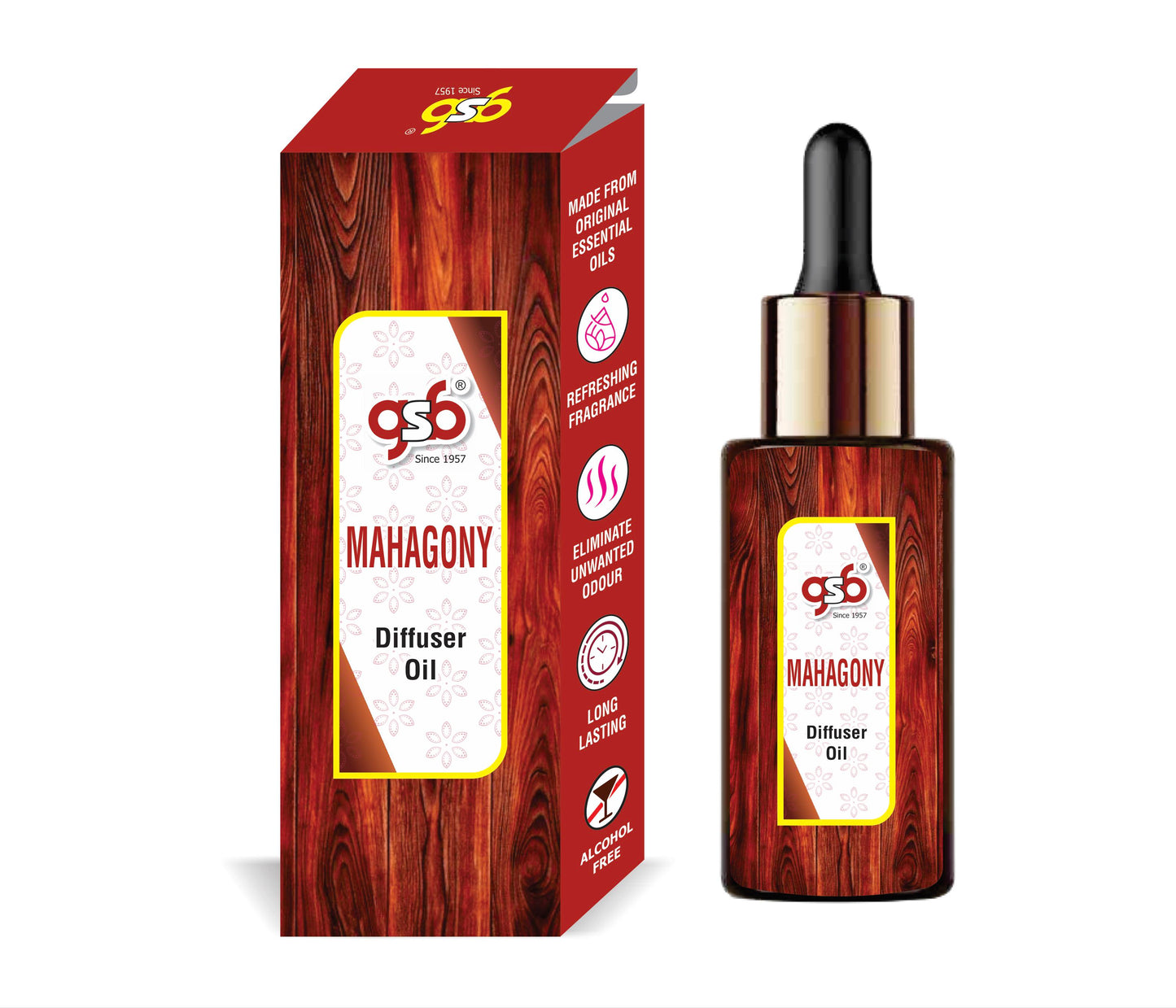 GSB Mahagony Diffuser Oil | Used In Reed Diffuser, Candle Burner, Electric Diffuser, Humidifiers and Air Revitalizer | Aromatherapy Oil