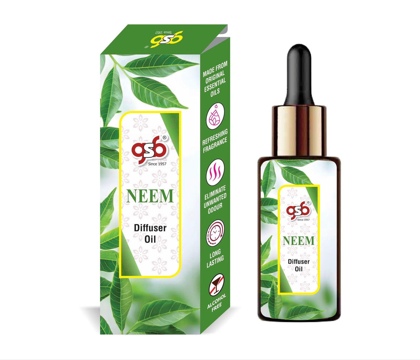GSB Neem Diffuser Oil | Used In Reed Diffuser, Candle Burner, Electric Diffuser, Humidifiers and Air Revitalizer | Aromatherapy Oil