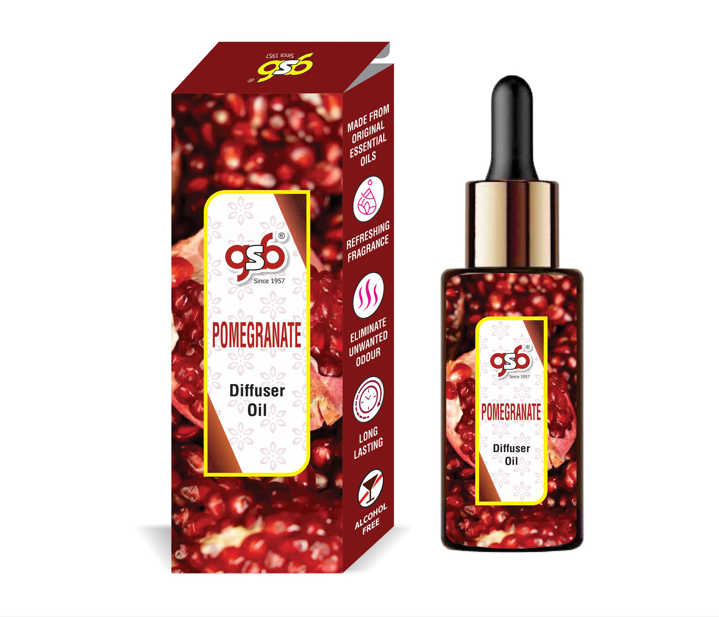GSB Pomegranate Diffuser Oil | Used In Reed Diffuser, Candle Burner, Electric Diffuser, Humidifiers and Air Revitalizer | Aromatherapy Oil