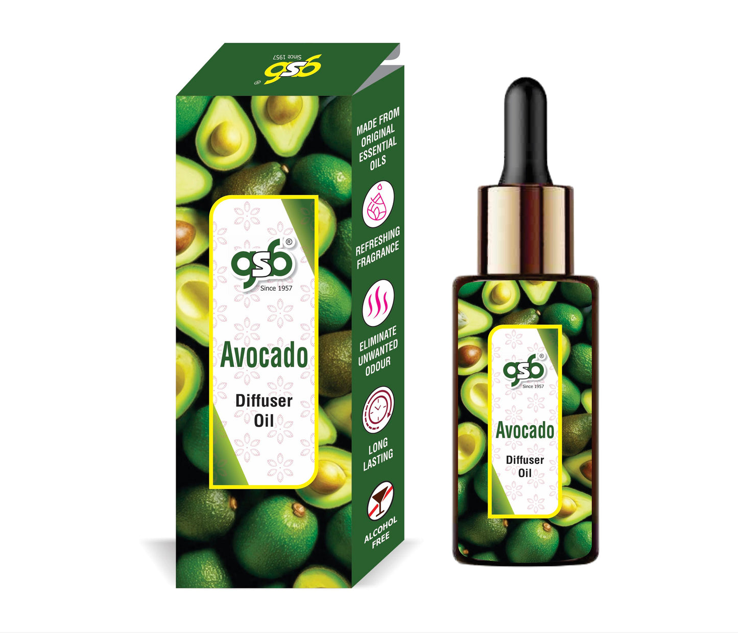 GSB Avacado Diffuser Oil | Used In Reed Diffuser, Candle Burner, Electric Diffuser, Humidifiers and Air Revitalizer | Aromatherapy Oil