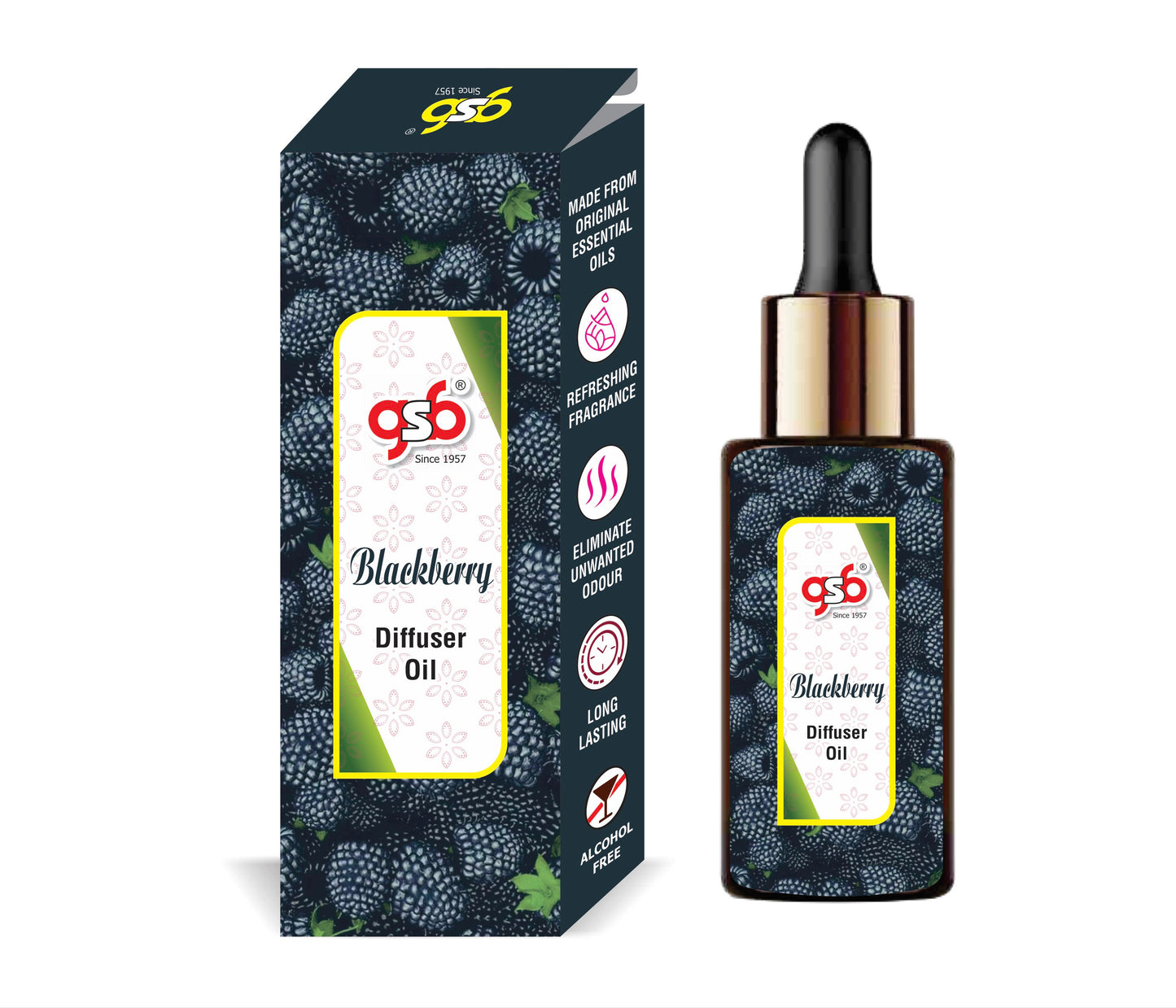 GSB Blackberry Diffuser Oil | Used In Reed Diffuser, Candle Burner, Electric Diffuser, Humidifiers and Air Revitalizer | Aromatherapy Oil