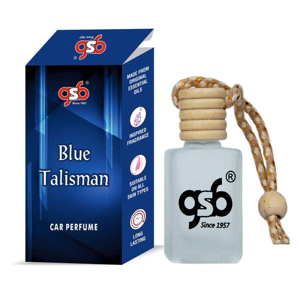 GSB Blue Talisman Hanging Car Air Freshener Inspired From Ex Nihil Blue Talisman | Natural Fragrance In Glass Bottle With Wooden Diffuser Lid | 10 Ml