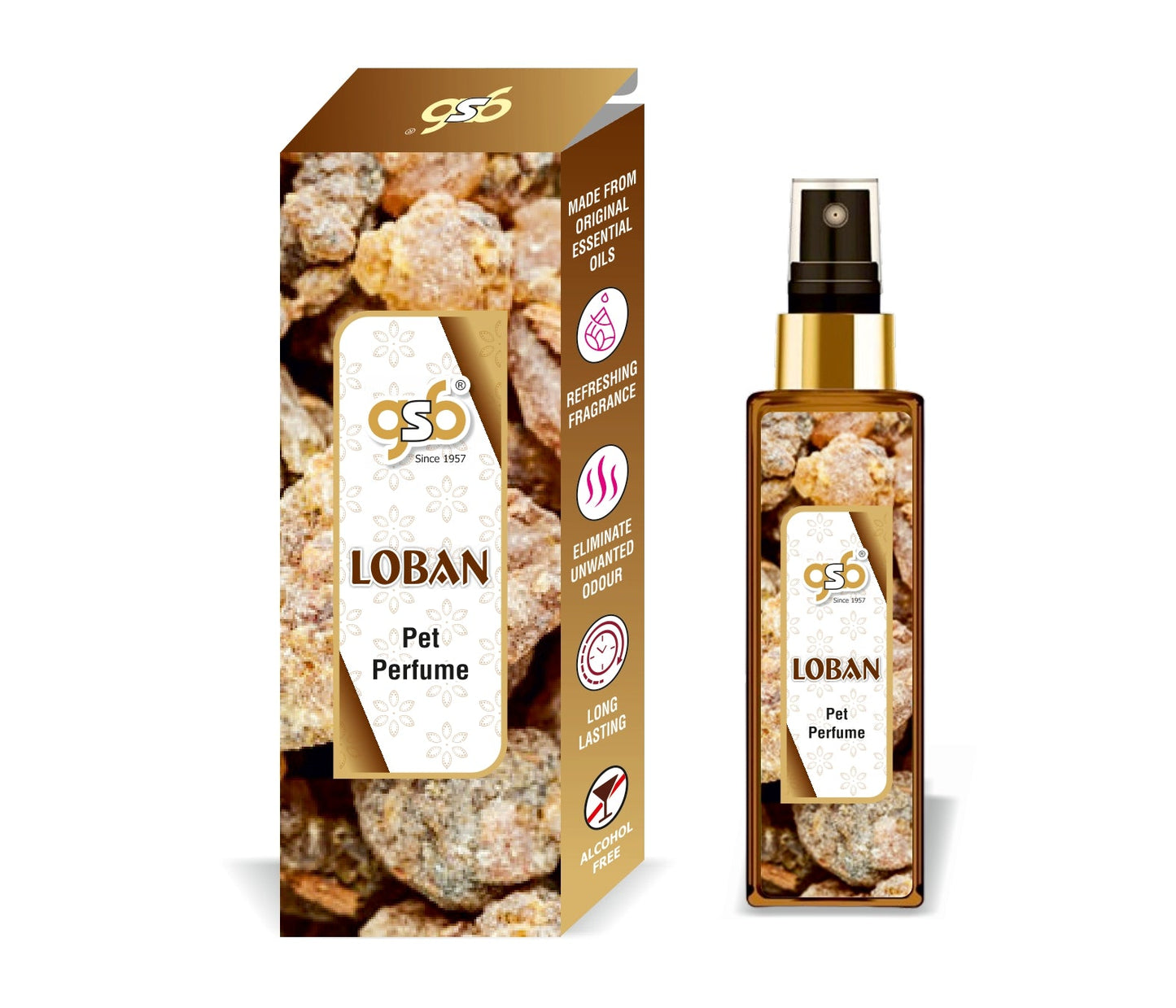 GSB Loban Pet Perfume | Alcohol Free | Smell Remover | Keeps Coat Smelling Fresh | Long Lasting | Dog & Cat Cologne | For All Breeds
