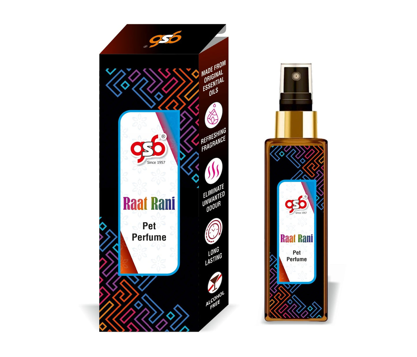 GSB Raat Rani Pet Perfume | Alcohol Free | Smell Remover | Keeps Coat Smelling Fresh | Long Lasting | Dog & Cat Cologne | For All Breeds