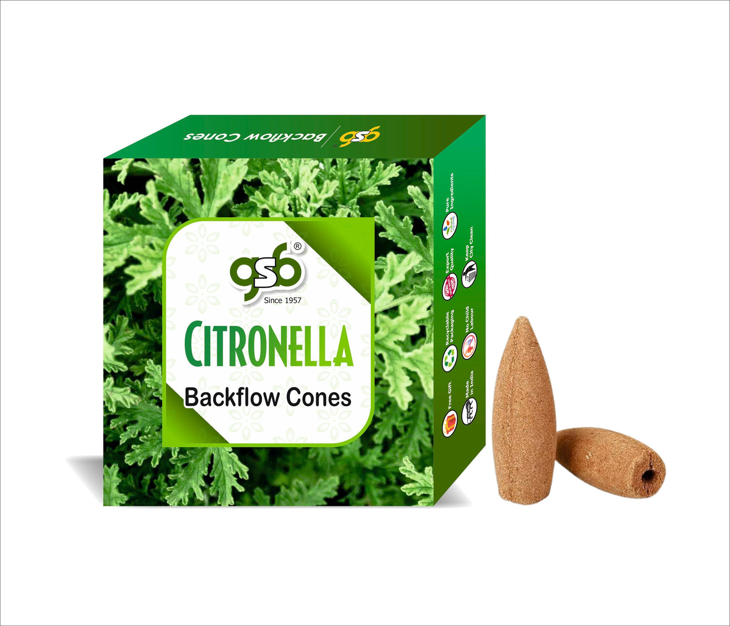 GSB Citronella Premium Backflow Cones | Best For Smoke Fountain | Backflow Cone | No Charcoal | No Bamboo