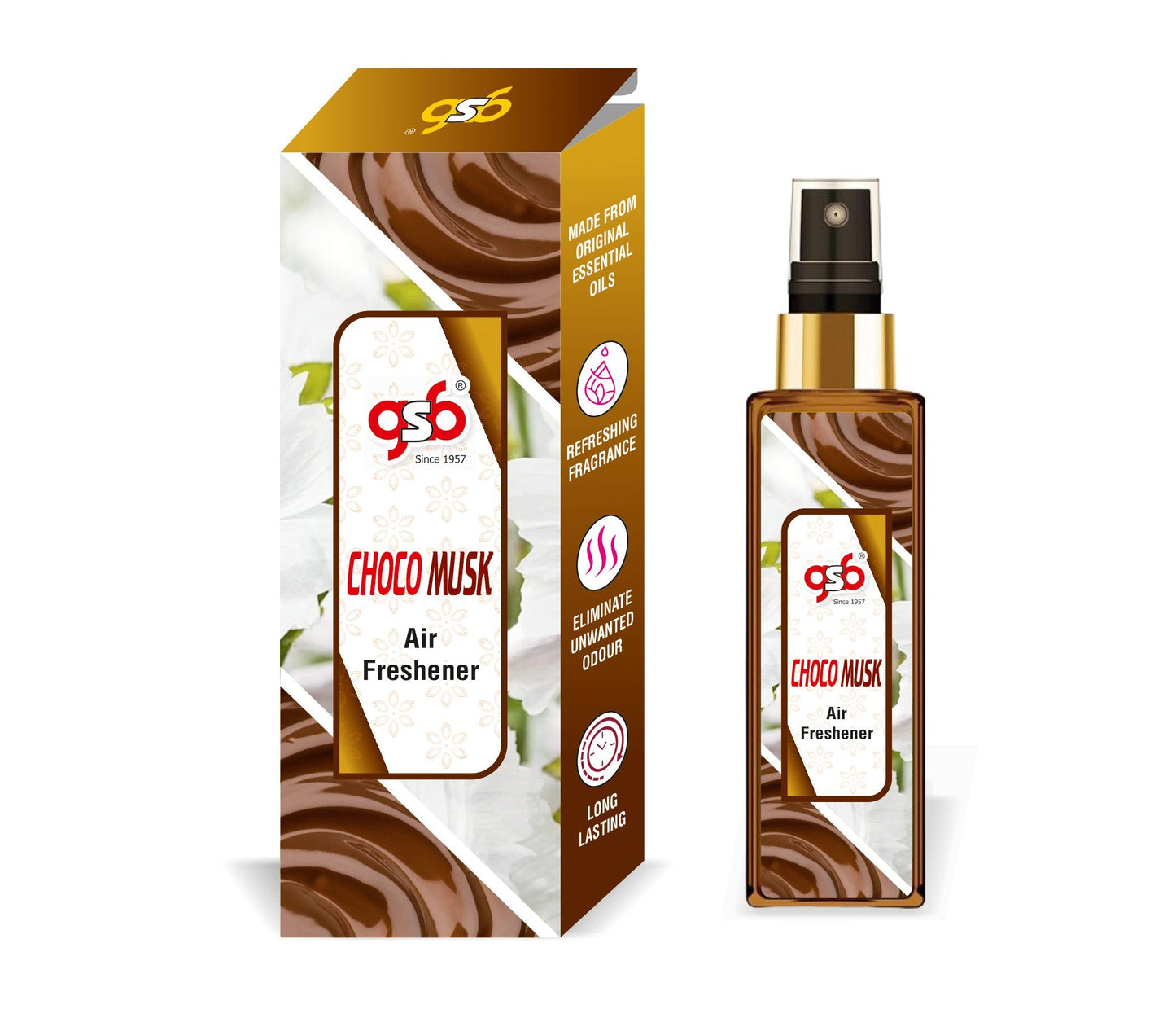 GSB Chocomusk Air Freshener For Fragrance at Home and Office | For Relieve Stress, Anxiety & Depression | Natural Room Spray | Long-lasting fragrance