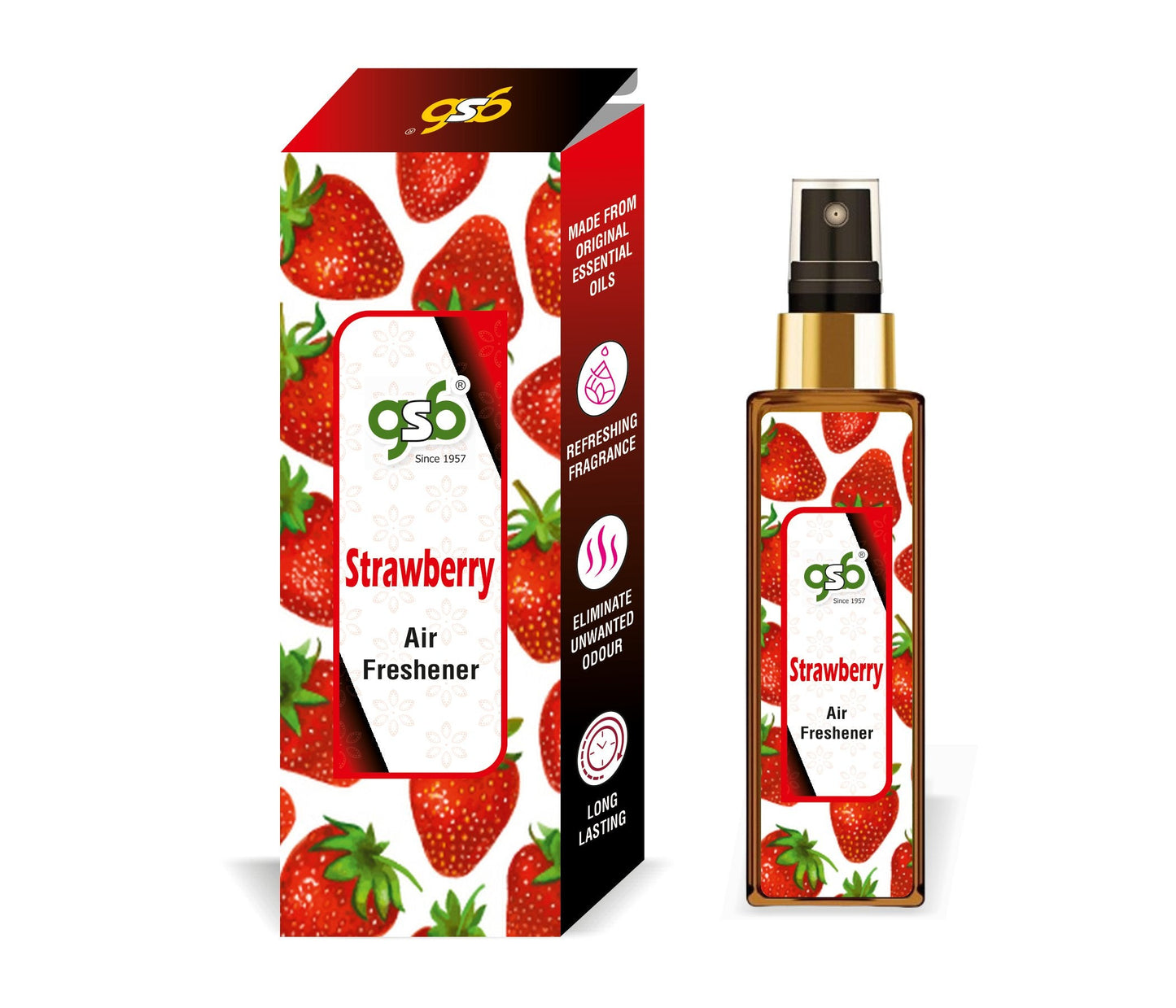 GSB Strawberry Air Freshener For Fragrance at Home and Office | For Relieve Stress, Anxiety & Depression | Natural Room Spray | Long-lasting fragrance