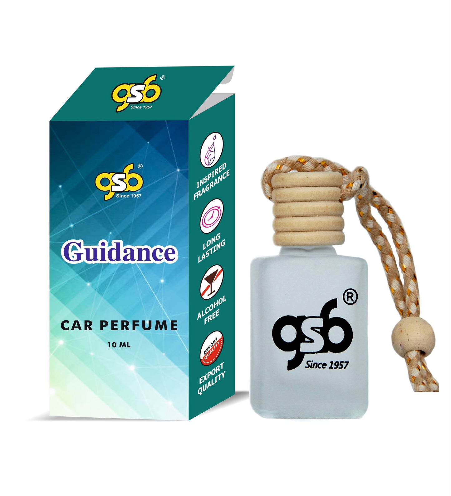 GSB Guidance Hanging Car Air Freshener Inspired From Guidance Amage | Natural Fragrance In Glass Bottle With Wooden Diffuser Lid | 10 Ml