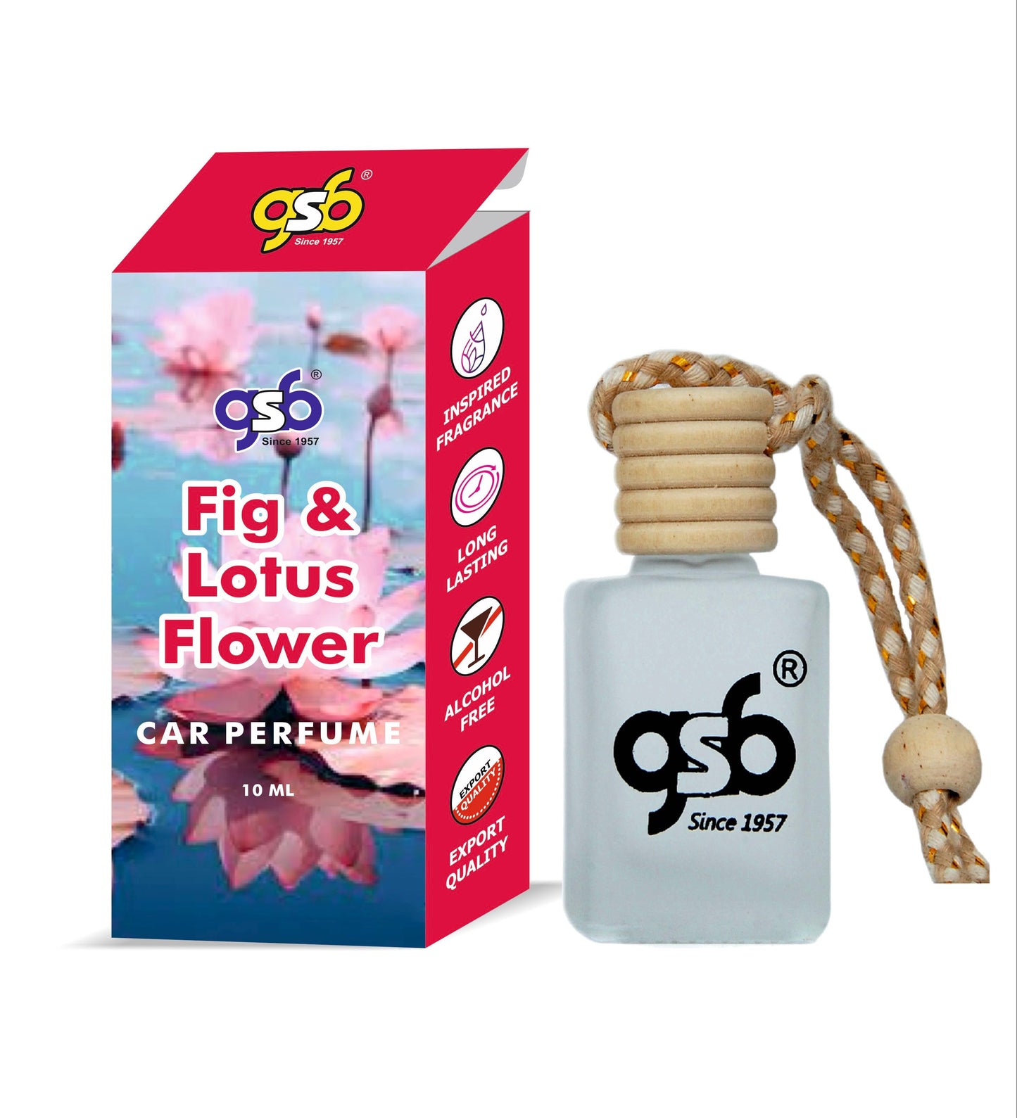 GSB Fig and Lotus Hanging Car Air Freshener Inspired From Ja Milan Fig and Lotus | Natural Fragrance In Glass Bottle With Wooden Diffuser Lid | 10 Ml