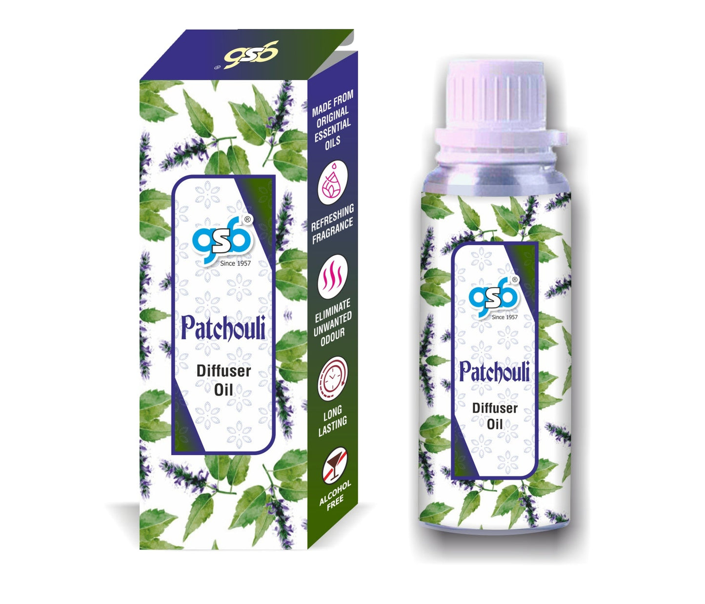 GSB Patchouli Diffuser Oil | Used In Reed Diffuser, Candle Burner, Electric Diffuser, Humidifiers and Air Revitalizer | Aromatherapy Oil