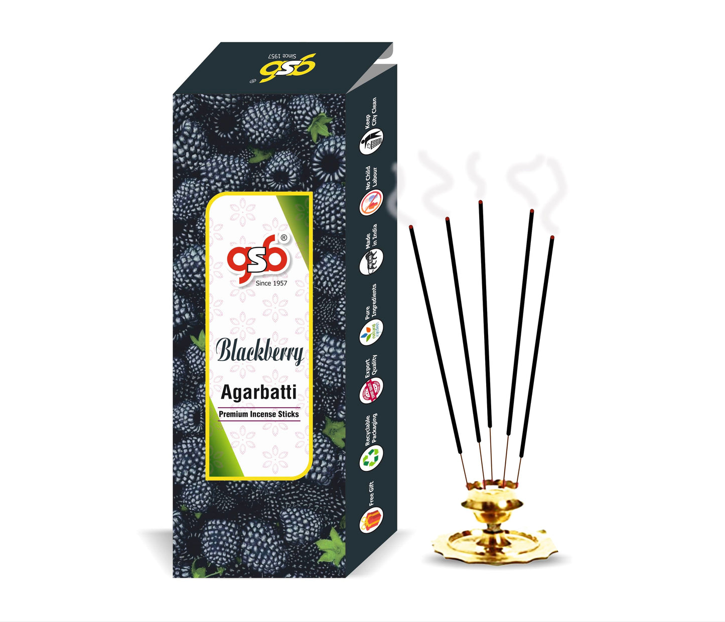 GSB Blackberry Premium Incense Sticks | Agarbatti | Made with Natural Essential Oil