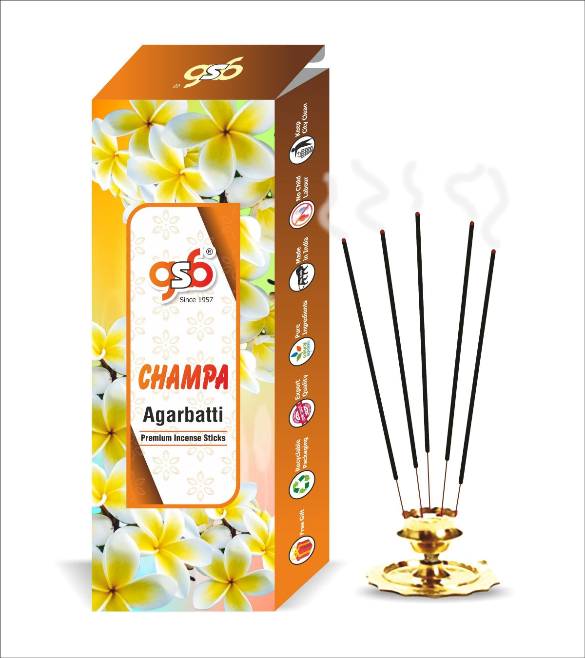 GSB Champa Premium Incense Sticks | Agarbatti | Made with Natural Essential Oil