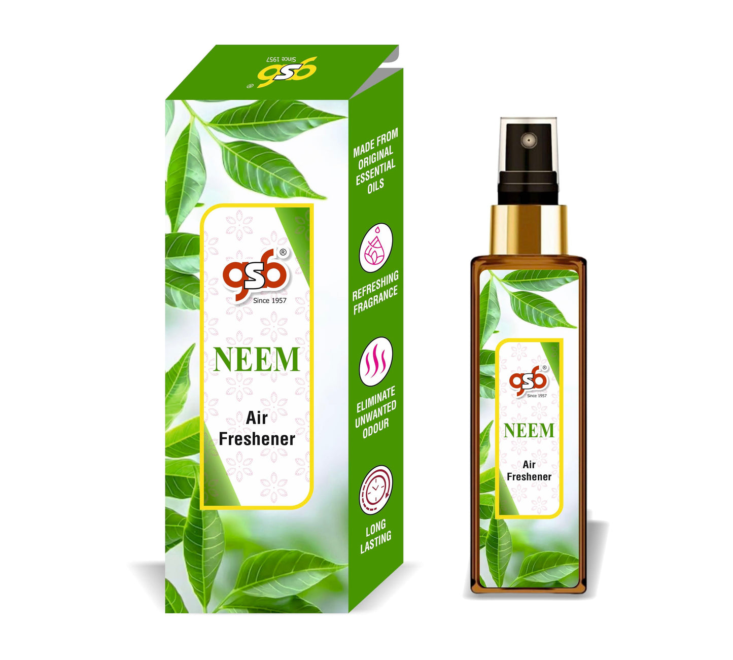 GSB Neem Air Freshener For Fragrance at Home and Office | For Relieve Stress, Anxiety & Depression | Natural Room Spray | Long-lasting fragrance
