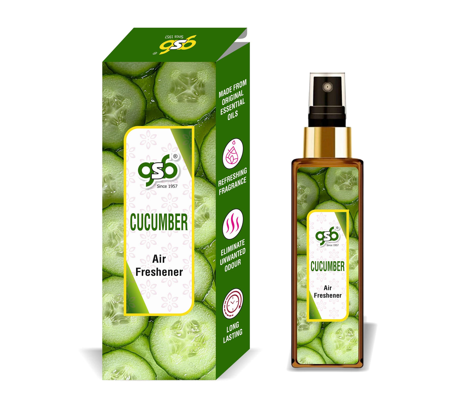 GSB Cucumber Air Freshener For Fragrance at Home and Office | For Relieve Stress, Anxiety & Depression | Natural Room Spray | Long-lasting fragrance