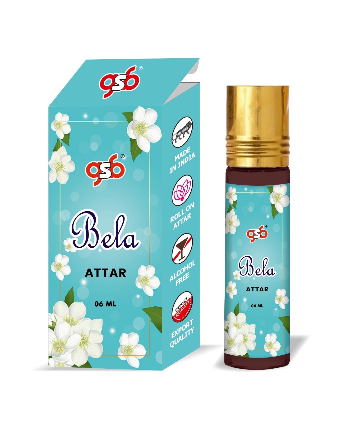 GSB Bela Pure Natural Attar/Itra/Perfume Roll On | Alcohol Free | Long Lasting | Undiluted | Unisex | 6 ml
