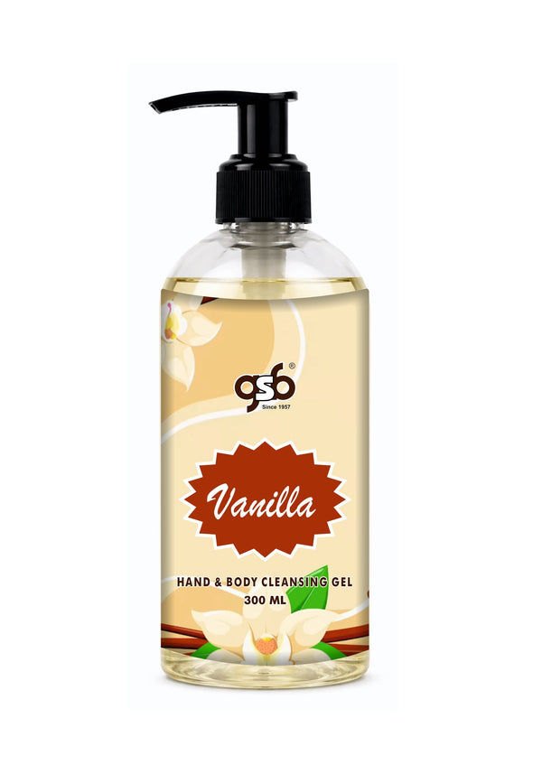 GSB Vanilla Hand And Body Cleansing Gel | Luxury Body Wash & Shower Gel With Long Lasting Aroma | No Parabens & Silicones | Suitable for All Skin Types | 300 ml