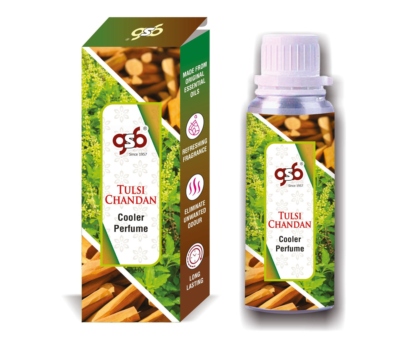 GSB Tulsi Chandan Cooler Perfume | Long Lasting | Alcohol Free | Cooler Spray | Cooler Attar | Cooler Essential Oil | Natural And Real Fragrance