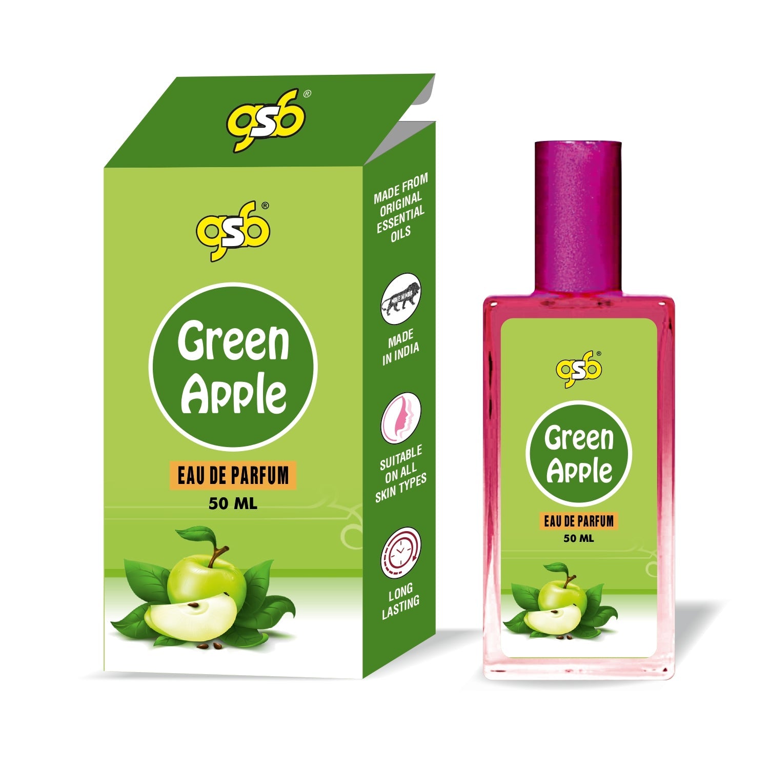GSB Green Apple Eau De Parfum EDP Spray For Men Women Luxury Perfume Long Lasting Suitable On All Occasions 50 ML