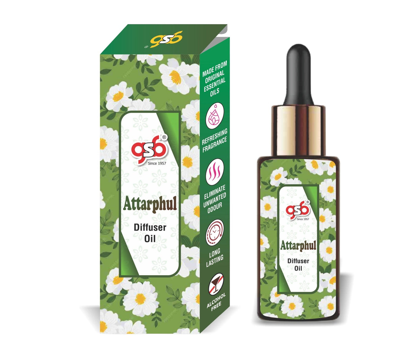 GSB Attar Phul Diffuser Oil | Used In Reed Diffuser, Candle Burner, Electric Diffuser, Humidifiers and Air Revitalizer | Aromatherapy Oil
