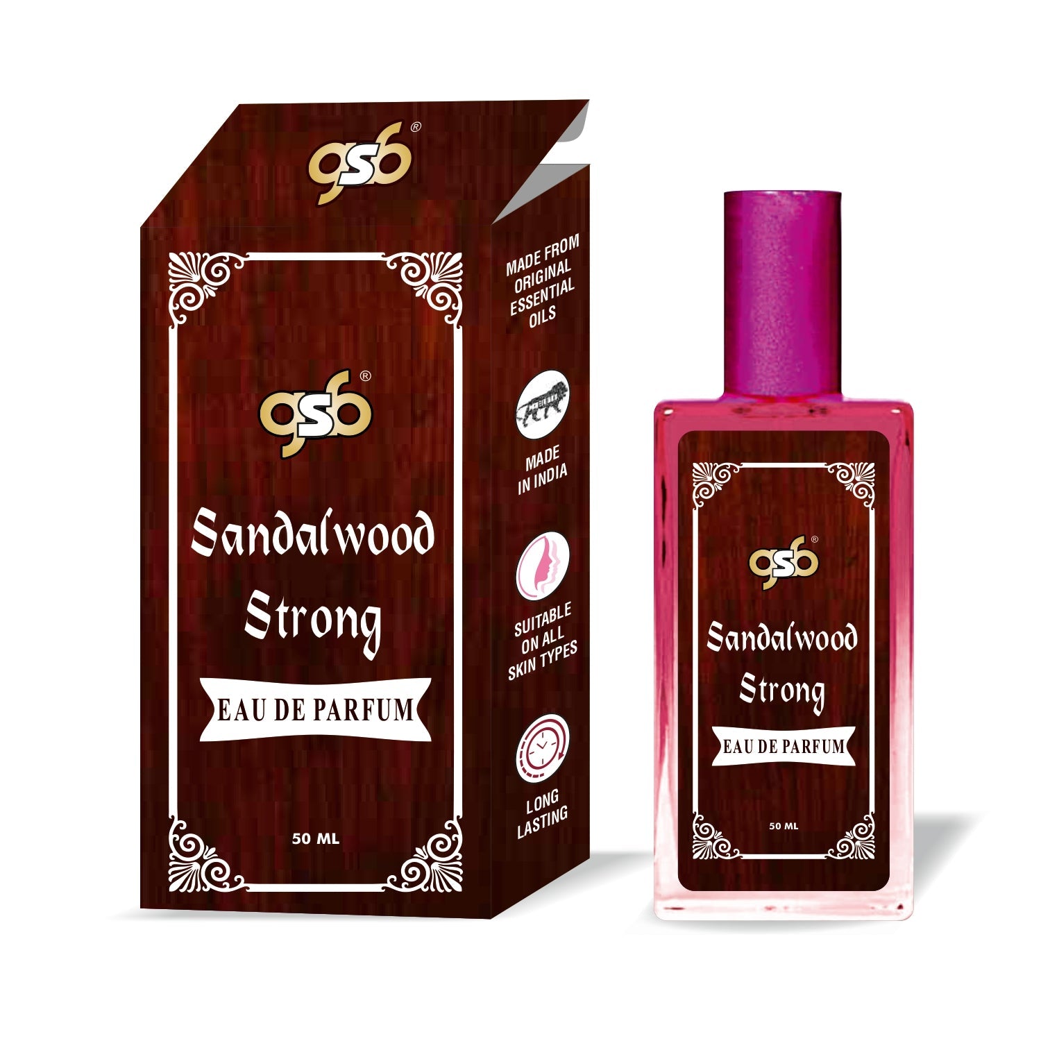 GSB Sandalwood Strong Eau De Parfum EDP Spray For Men Women Luxury Perfume Long Lasting Suitable On All Occasions 50 ML