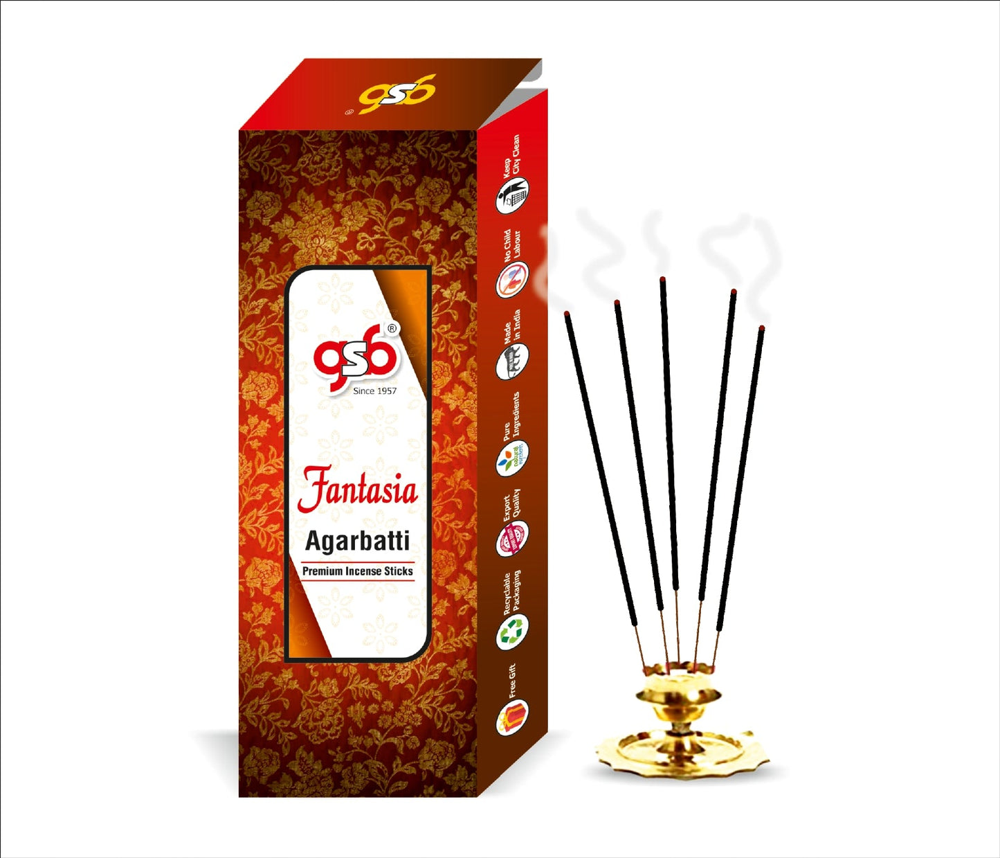 GSB Fantasia Premium Incense Sticks | Agarbatti | Made with Natural Essential Oil