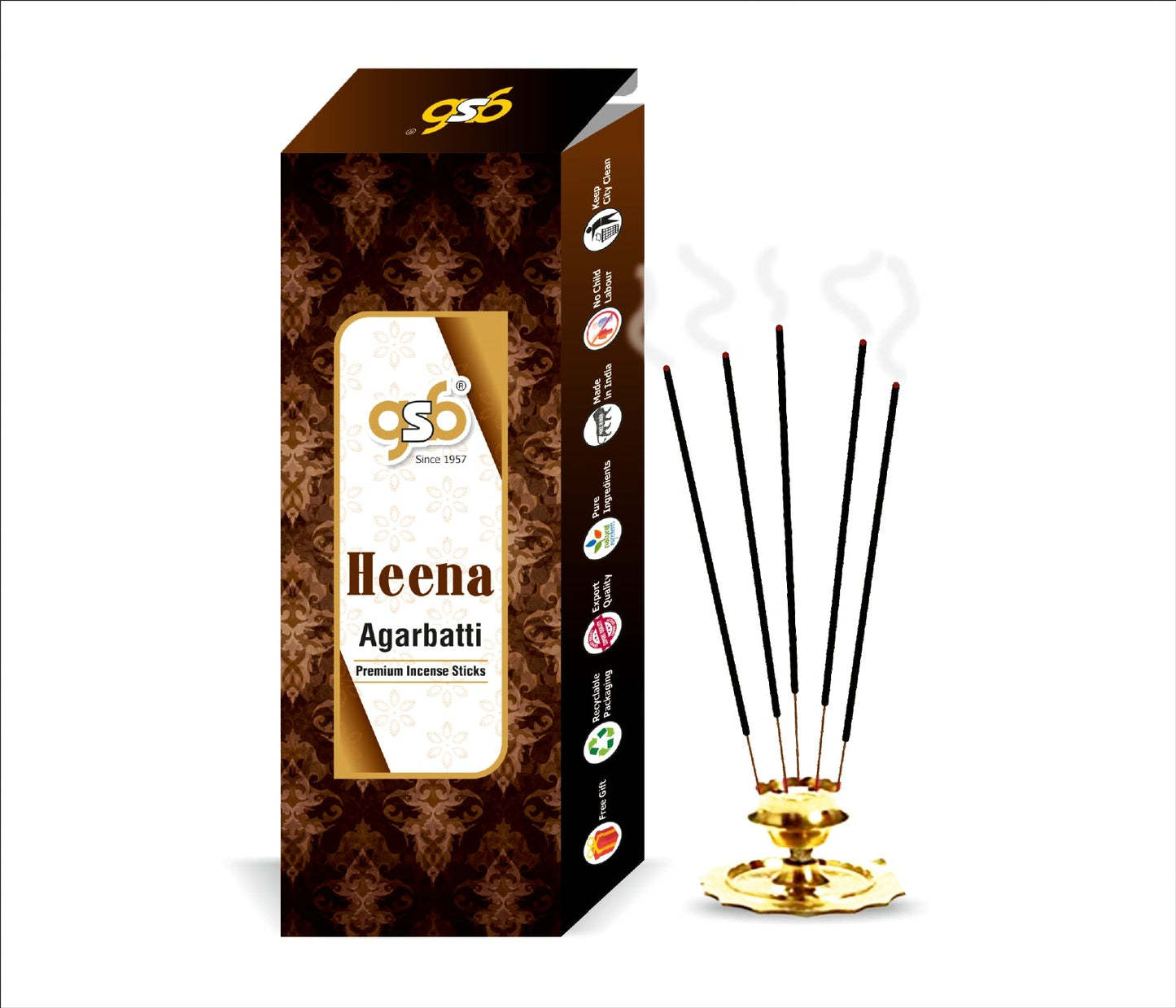GSB Heena Premium Incense Sticks | Agarbatti | Made with Natural Essential Oil