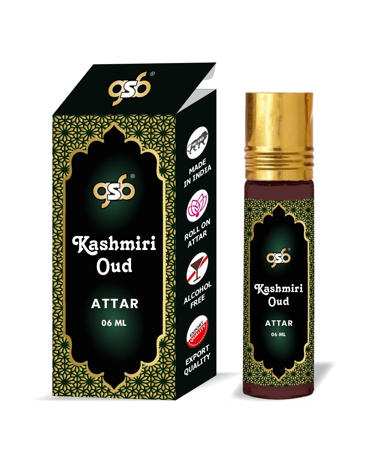 GSB Kashmiri Oud Pure Natural Attar/Itra/Perfume Roll On | Alcohol Free | Long Lasting | Undiluted | Unisex | 6 ml