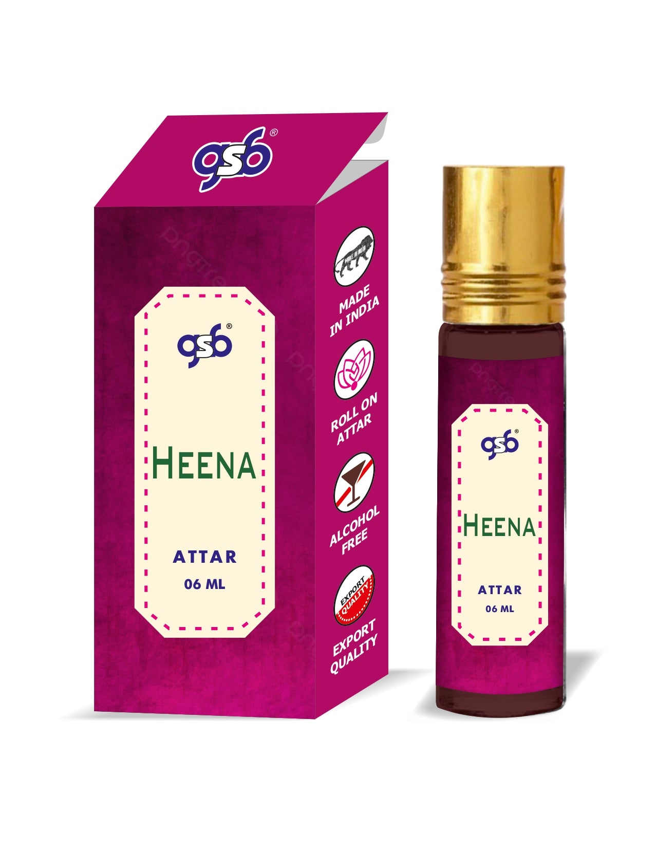 GSB Heena Pure Natural Attar/Itra/Perfume Roll On | Alcohol Free | Long Lasting | Undiluted | Unisex | 6 ml