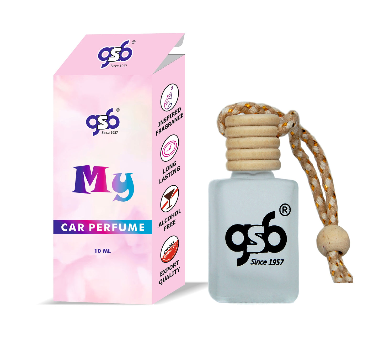 GSB My Hanging Car Air Freshener Inspired From My Broberry | Natural Fragrance In Glass Bottle With Wooden Diffuser Lid | 10 Ml
