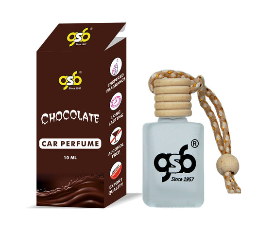 GSB Chocolate Hanging Car Air Freshener Inspired From Zrra Chocolate | Natural Fragrance In Glass Bottle With Wooden Diffuser Lid | 10 Ml