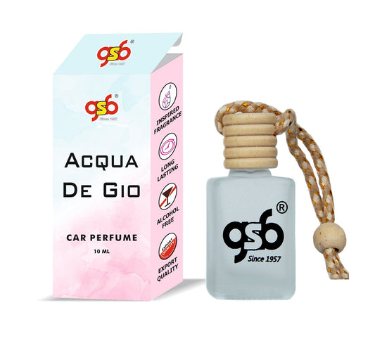 GSB Acqua De Gio Hanging Car Air Freshener Inspired From Acqua De Gio Axmani | Natural Fragrance In Glass Bottle With Wooden Diffuser Lid | 10 Ml