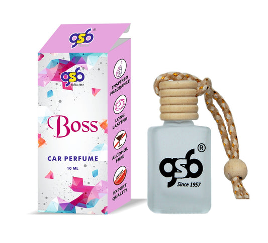 GSB Boss Hanging Car Air Freshener Inspired From Huge Boss | Natural Fragrance In Glass Bottle With Wooden Diffuser Lid | 10 Ml