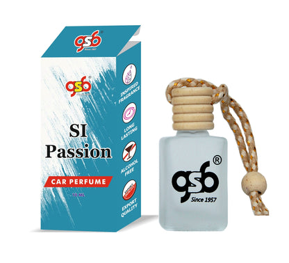GSB Si Passion Hanging Car Air Freshener Inspired From Axmani Passion | Natural Fragrance In Glass Bottle With Wooden Diffuser Lid | 10 Ml