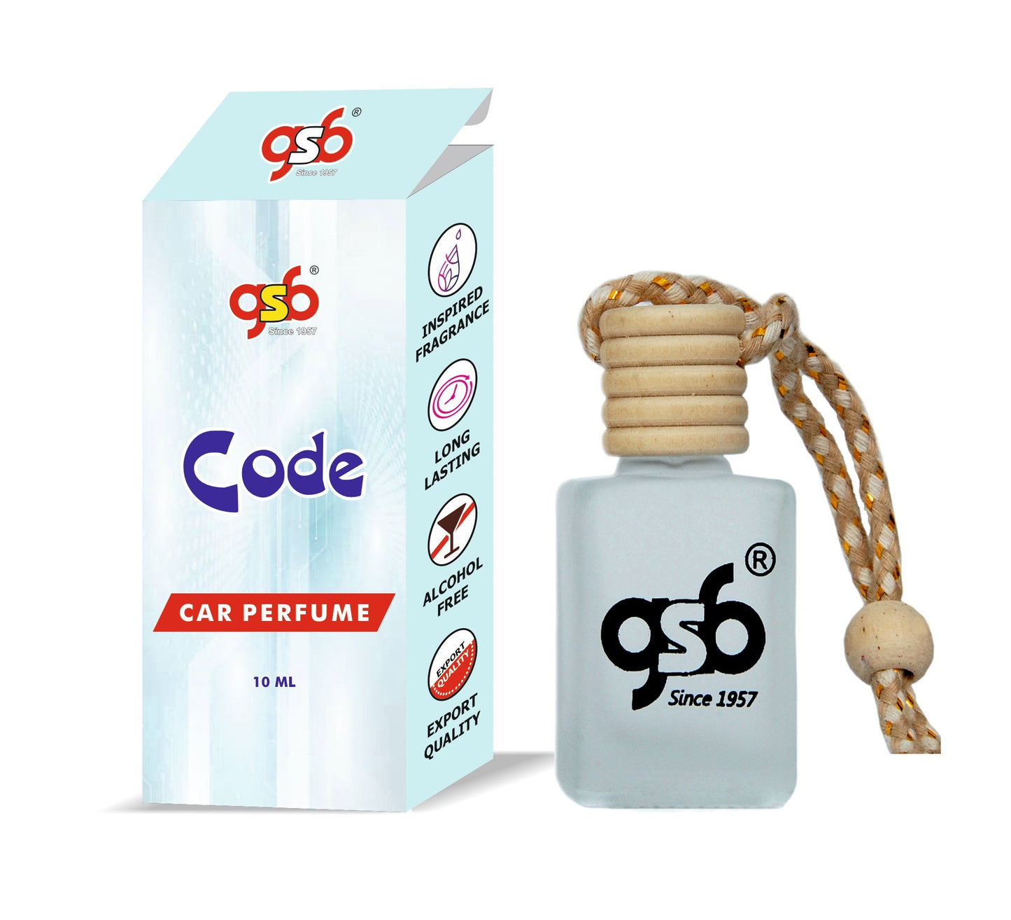 GSB Code Hanging Car Air Freshener Inspired From Axmani Code | Natural Fragrance In Glass Bottle With Wooden Diffuser Lid | 10 Ml