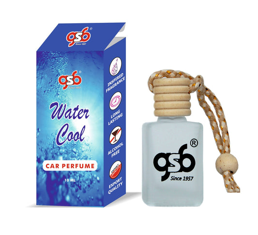 GSB Water Cool Hanging Car Air Freshener Inspired From Davidonn Water Cool | Natural Fragrance In Glass Bottle With Wooden Diffuser Lid | 10 Ml