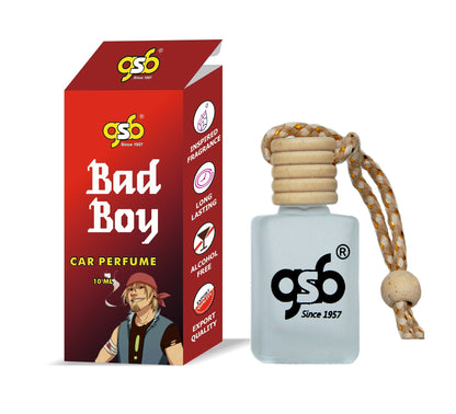 GSB Badboy Hanging Car Air Freshener Inspired From Craolina Hraerra Badboy | Natural Fragrance In Glass Bottle With Wooden Diffuser Lid | 10 Ml