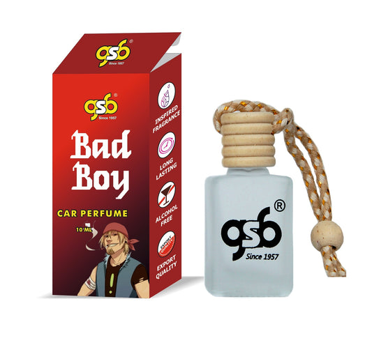 GSB Badboy Hanging Car Air Freshener Inspired From Craolina Hraerra Badboy | Natural Fragrance In Glass Bottle With Wooden Diffuser Lid | 10 Ml