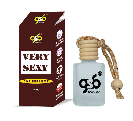 GSB Very Sexy Hanging Car Air Freshener Inspired From Vitorcia Secret Very Sexy | Natural Fragrance In Glass Bottle With Wooden Diffuser Lid | 10 Ml