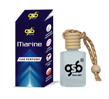 GSB Marine Hanging Car Air Freshener Inspired From Vitorcia Secret Marine | Natural Fragrance In Glass Bottle With Wooden Diffuser Lid | 10 Ml