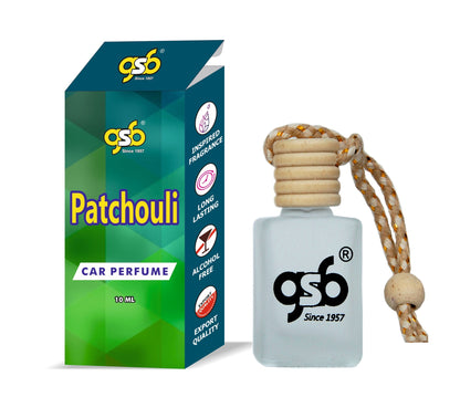GSB Patchouli Hanging Car Air Freshener Inspired From Dloce Gbbana Patchouli | Natural Fragrance In Glass Bottle With Wooden Diffuser Lid | 10 Ml