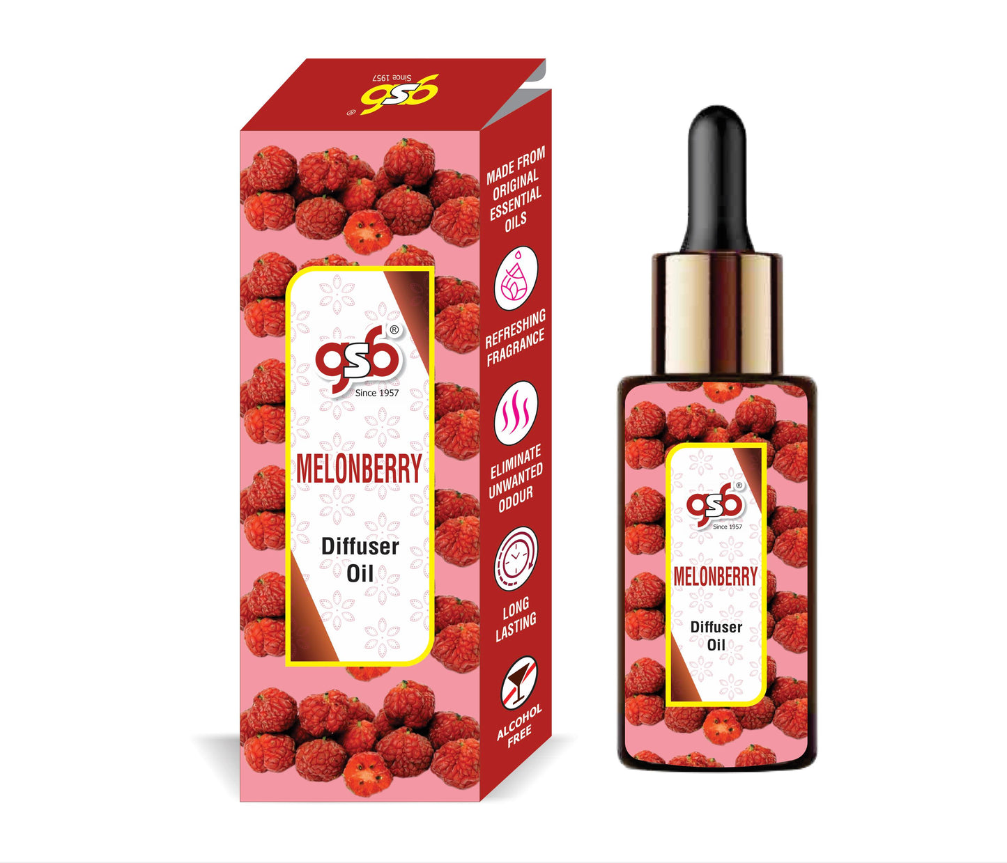GSB Melonberry Diffuser Oil | Used In Reed Diffuser, Candle Burner, Electric Diffuser, Humidifiers and Air Revitalizer | Aromatherapy Oil