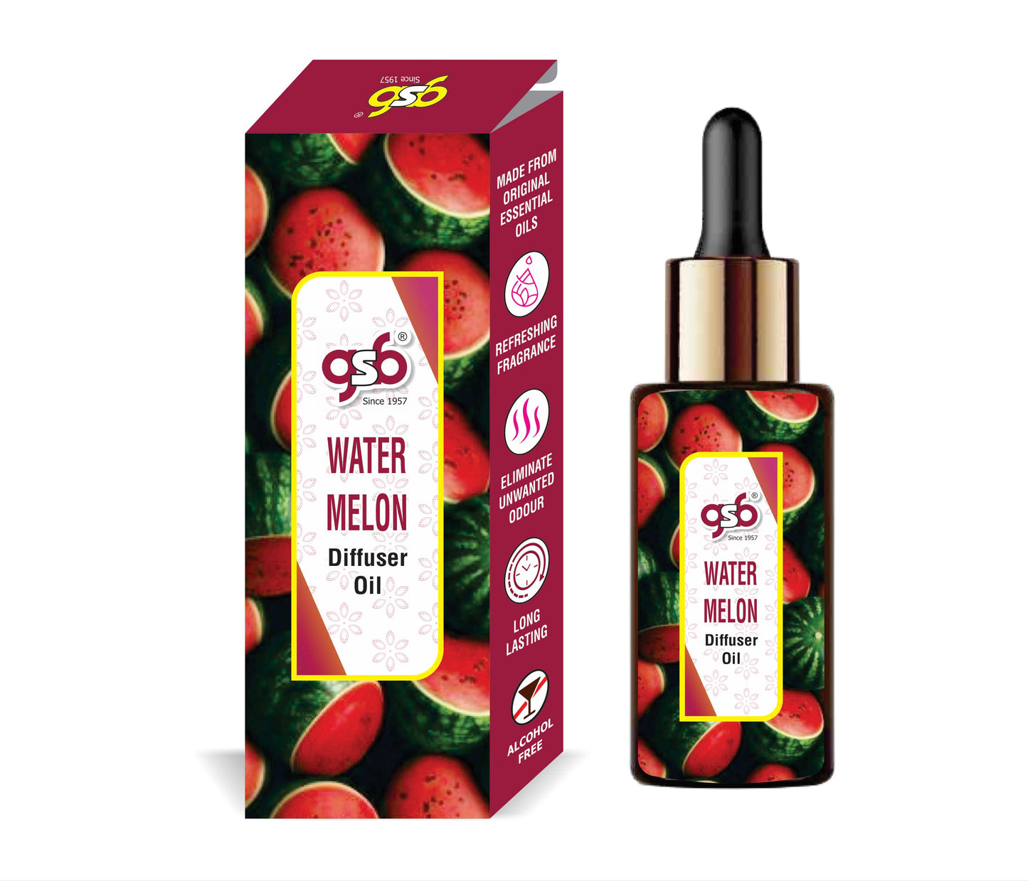 GSB Watermelon Diffuser Oil | Used In Reed Diffuser, Candle Burner, Electric Diffuser, Humidifiers and Air Revitalizer | Aromatherapy Oil