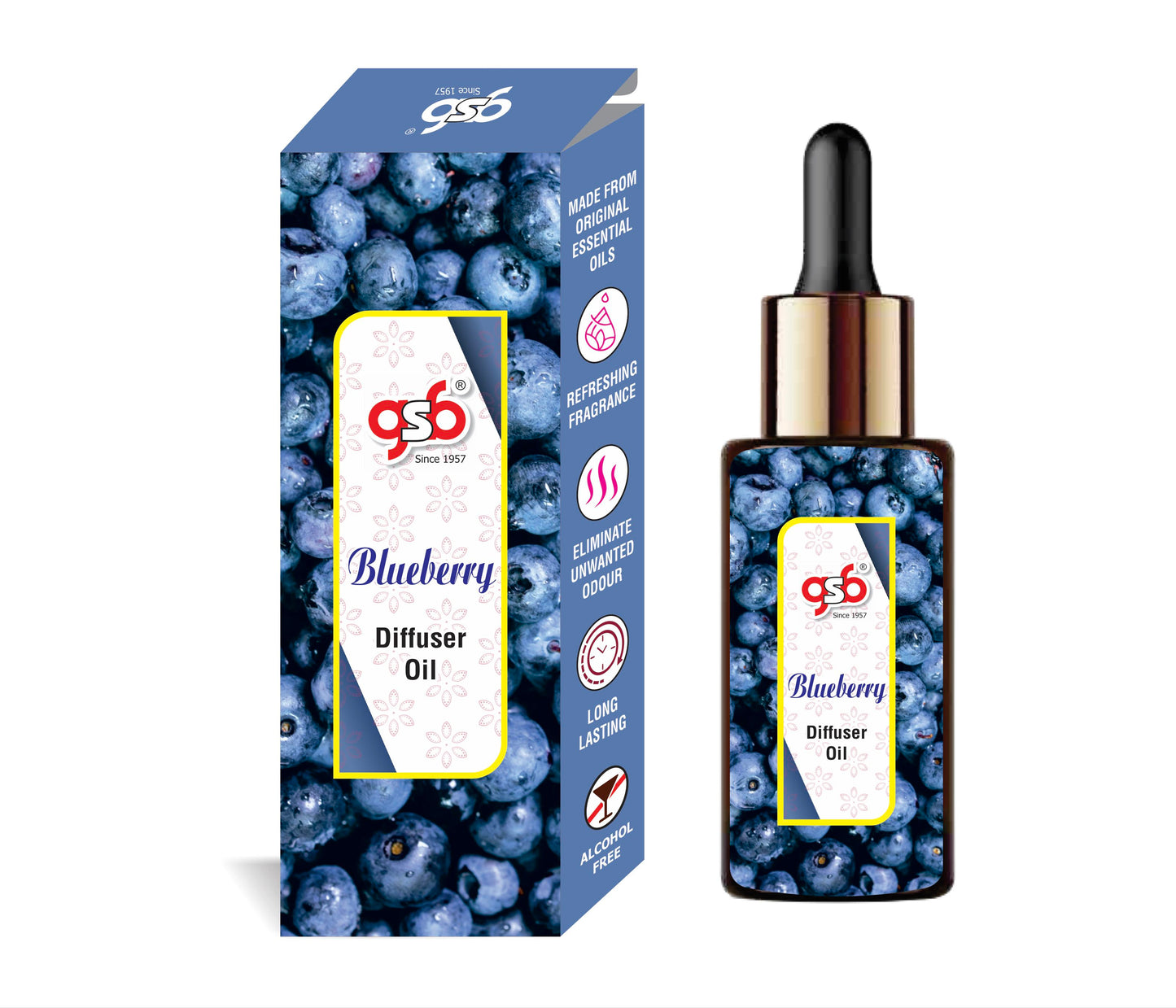 GSB Blueberry Diffuser Oil | Used In Reed Diffuser, Candle Burner, Electric Diffuser, Humidifiers and Air Revitalizer | Aromatherapy Oil