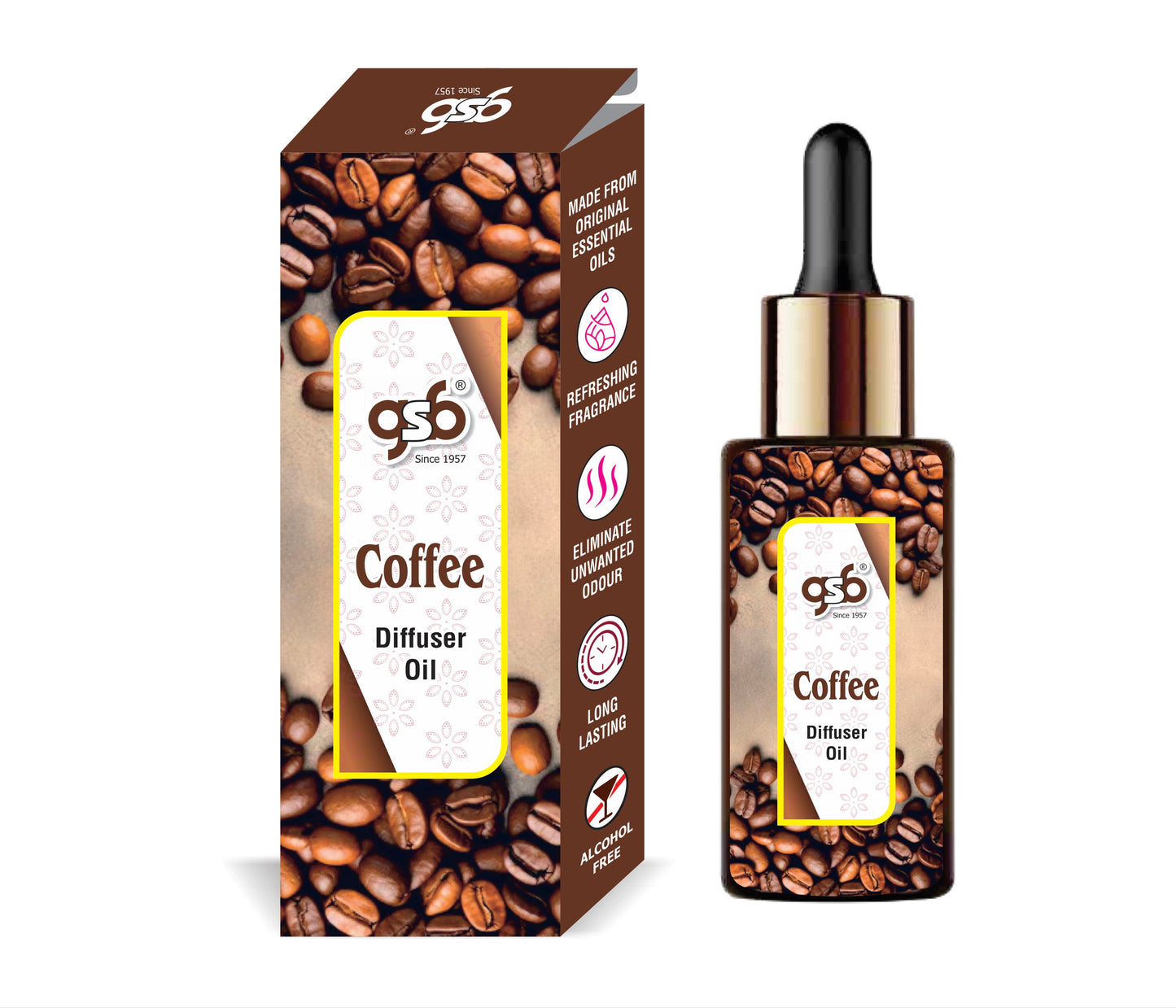 GSB Coffee Diffuser Oil | Used In Reed Diffuser, Candle Burner, Electric Diffuser, Humidifiers and Air Revitalizer | Aromatherapy Oil