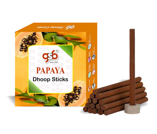 GSB Papaya Premium Dhoop Sticks with Stand Holder in Box. | Dhoop Batti | No Charcoal | No Bamboo