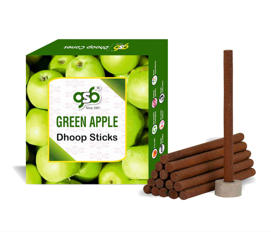 GSB Green Apple Premium Dhoop Sticks with Stand Holder in Box. | Dhoop Batti | No Charcoal | No Bamboo