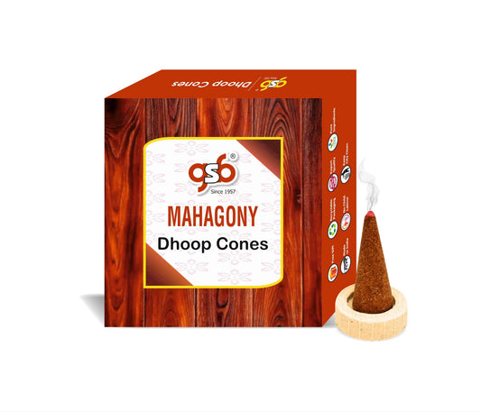 GSB Mahagony Premium Dhoop Cones with Stand Holder in Box | Dhoop Cones | No Charcoal | No Bamboo