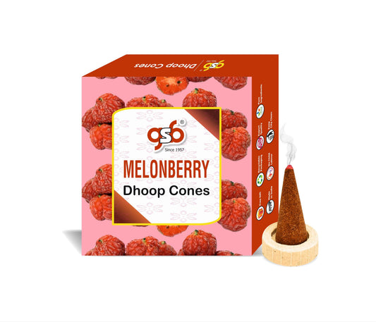 GSB Melonberry Premium Dhoop Cones with Stand Holder in Box | Dhoop Cones | No Charcoal | No Bamboo