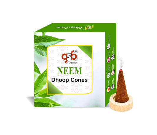 GSB Neem Premium Dhoop Cones with Stand Holder in Box | Dhoop Cones | No Charcoal | No Bamboo