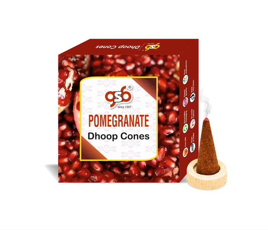 GSB Pomegranate Premium Dhoop Cones with Stand Holder in Box | Dhoop Cones | No Charcoal | No Bamboo